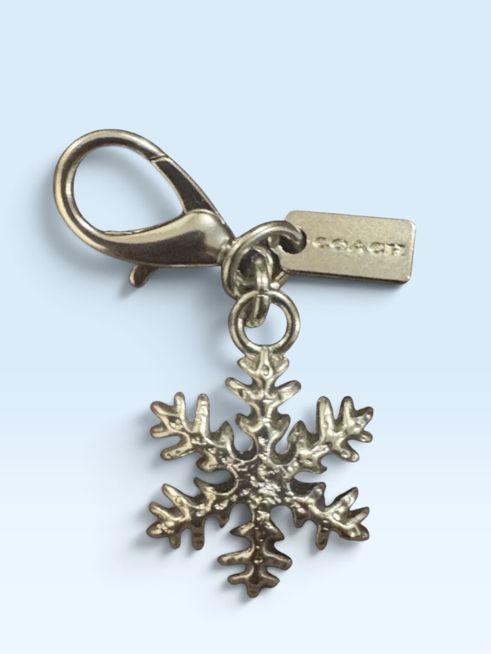 COACH Snowflake Key Bag Charm Silver Tone EUC